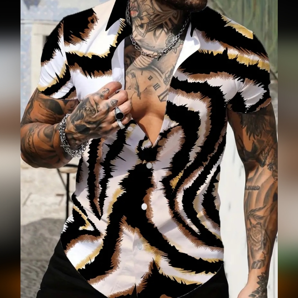 Abstract Animal print button-up